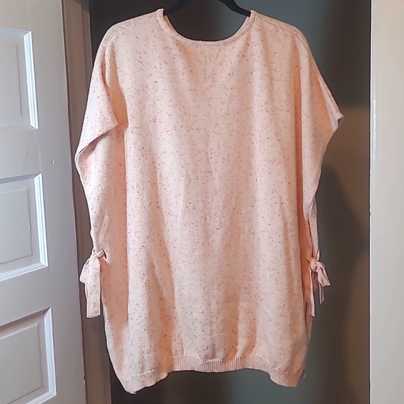 LOFT Pink and Cream Flecked Crew Neck Poncho Sweater Womens Size M/L - Picture 5 of 11